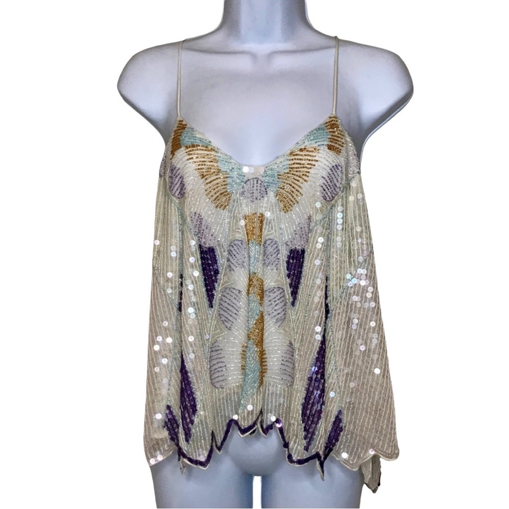 Beaded Sequin Asymmetrical Camisole Top - RARE - Picture 11 of 17